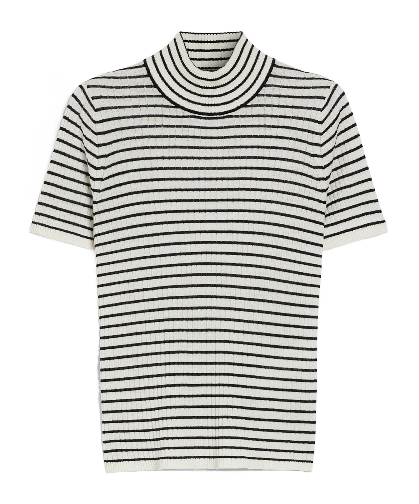 Max Mara Fiemme Striped Mock-neck Sweater In White