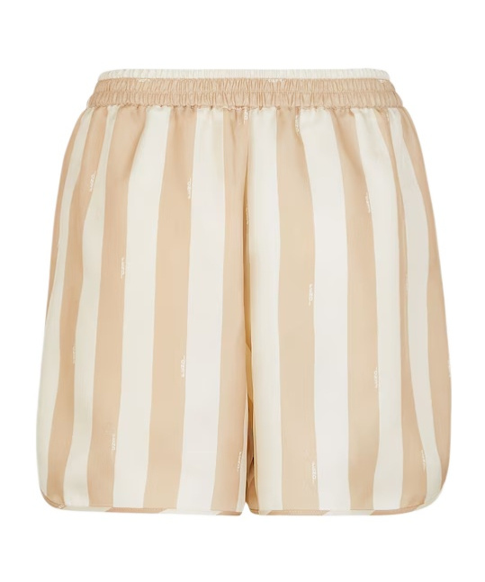 Shop Fendi Elasticated Waistband Striped Shorts In Nude