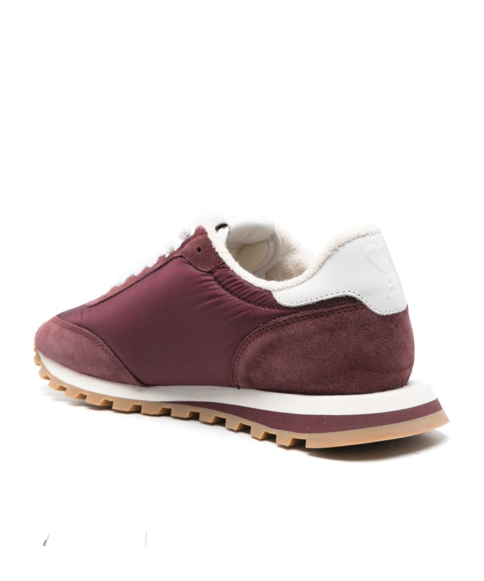 Ami Alexandre Mattiussi Low Top Sneakers With Suede Panels And Rubber Sole In Red
