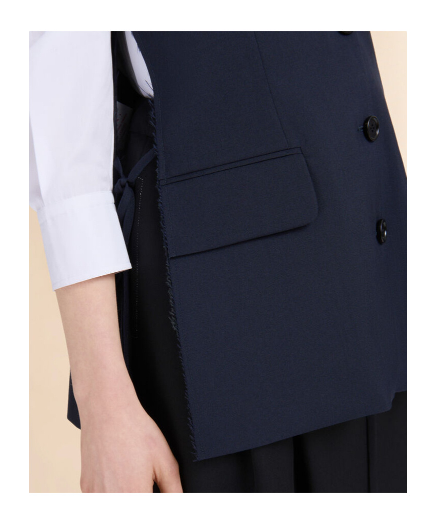 Marni Wool Vest With Slits On The Sides In Blue