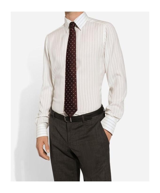 Dolce & Gabbana Striped Poplin Martini-fit Shirt In White