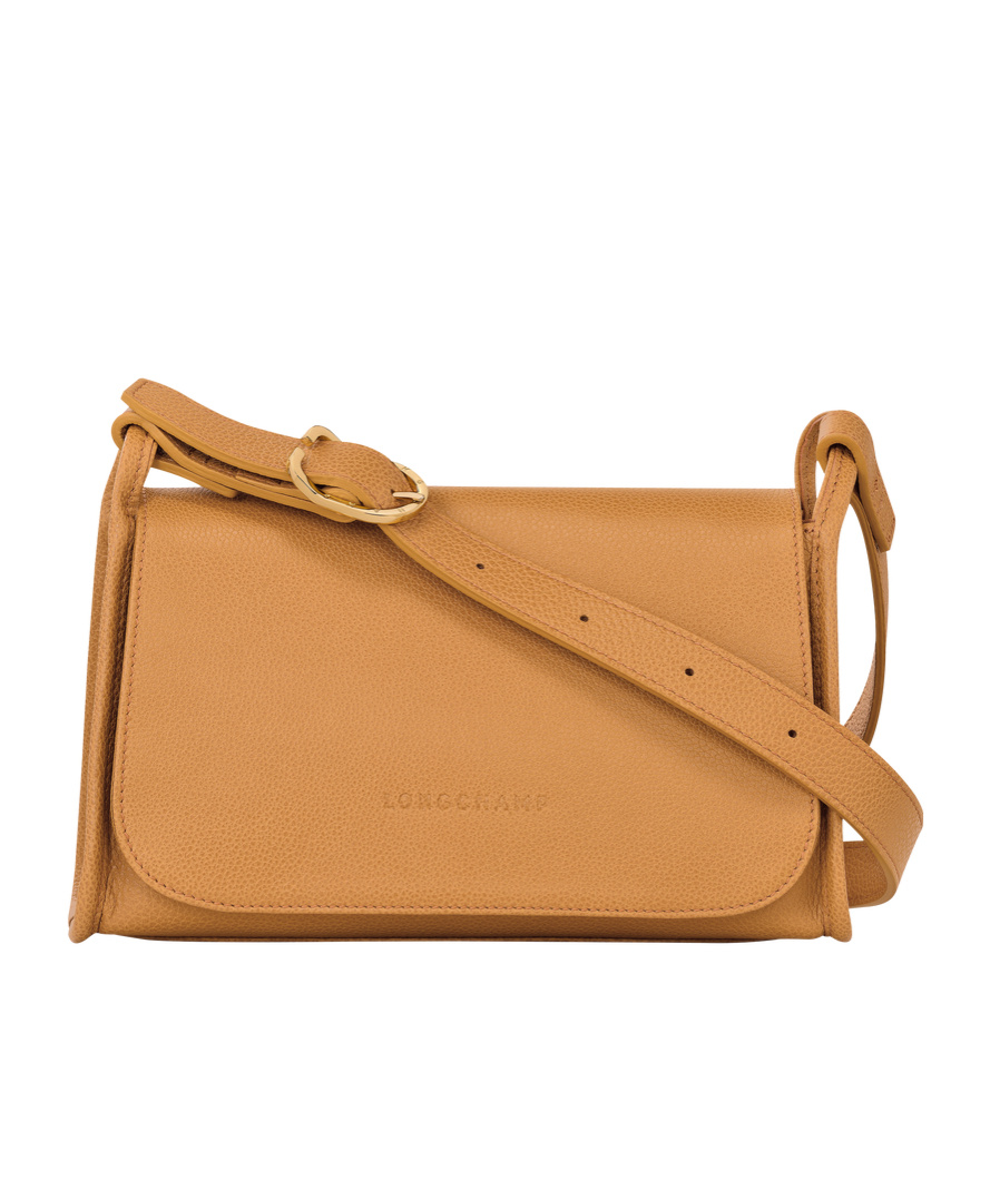 Longchamp Medium Le Foulonné Leather Crossbody Bag In Walnut