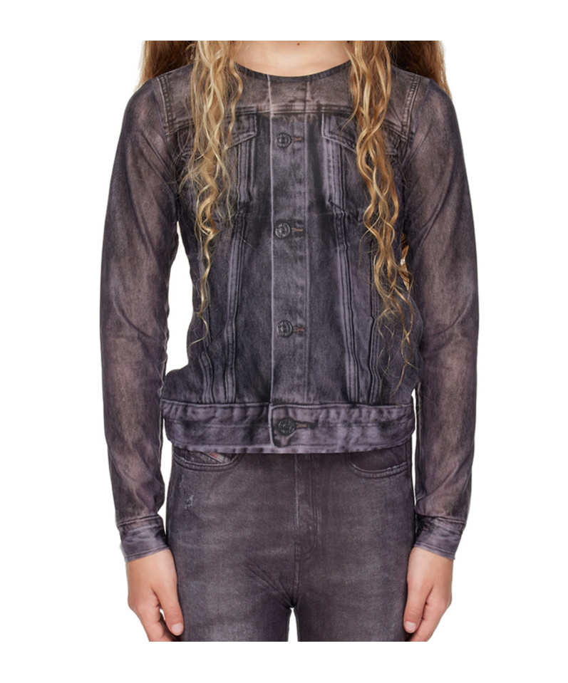 Diesel Tclau Trompe L'oeil Top In Black