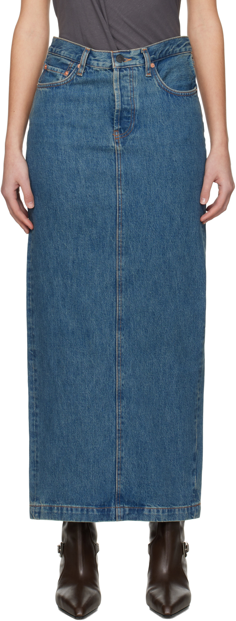 Wardrobe.nyc Denim Column Maxi Skirt