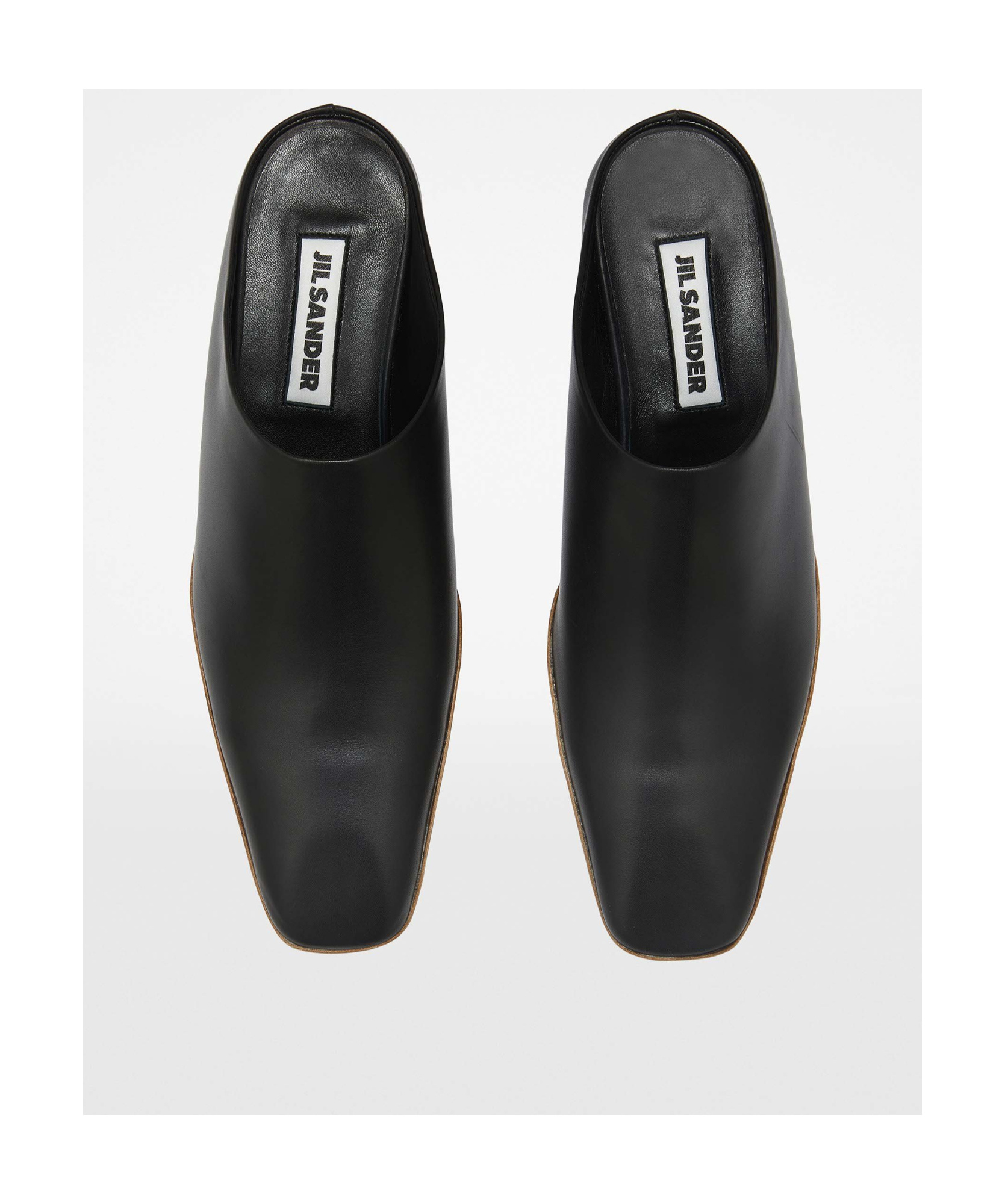 Jil Sander Square-toe Leather Mules In Black