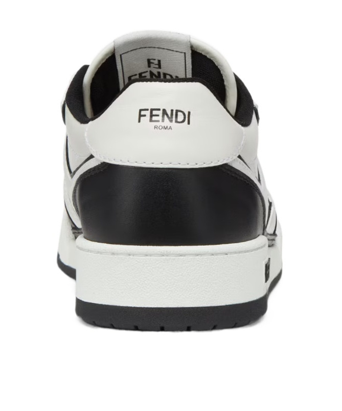 Shop Fendi Black Leather Low-tops In White