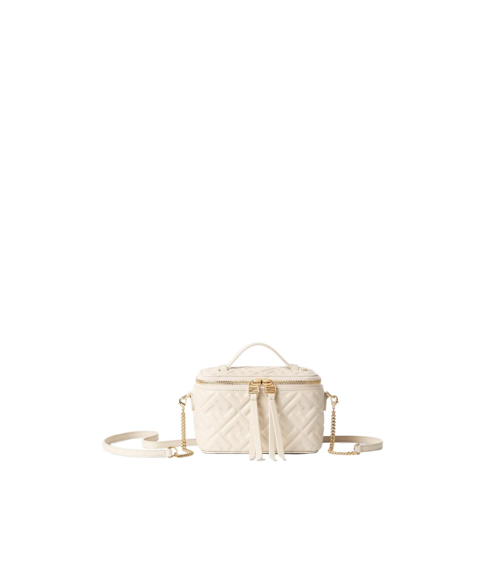 Fendi Camelia Nappa Leather Mini-bag With Ff Motif In White