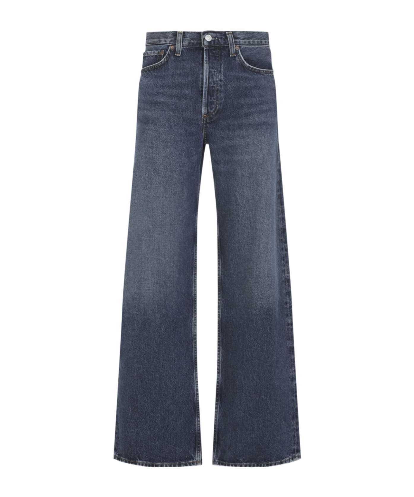 Agolde Denim Trousers With Belt Loops In Blue