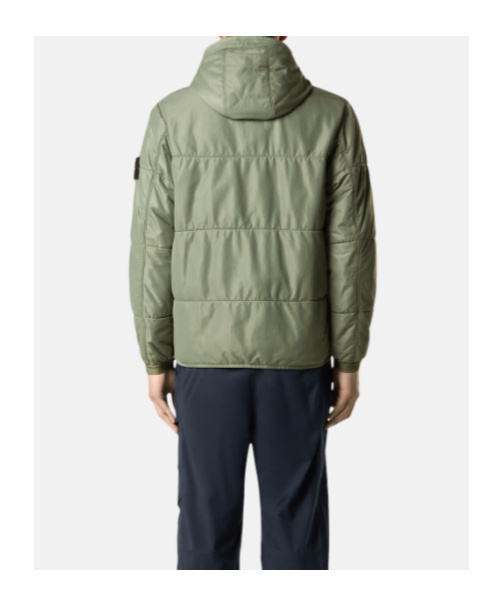 Stone Island Reversible Quilted Hooded Jacket With Anti-drop In Sage Green