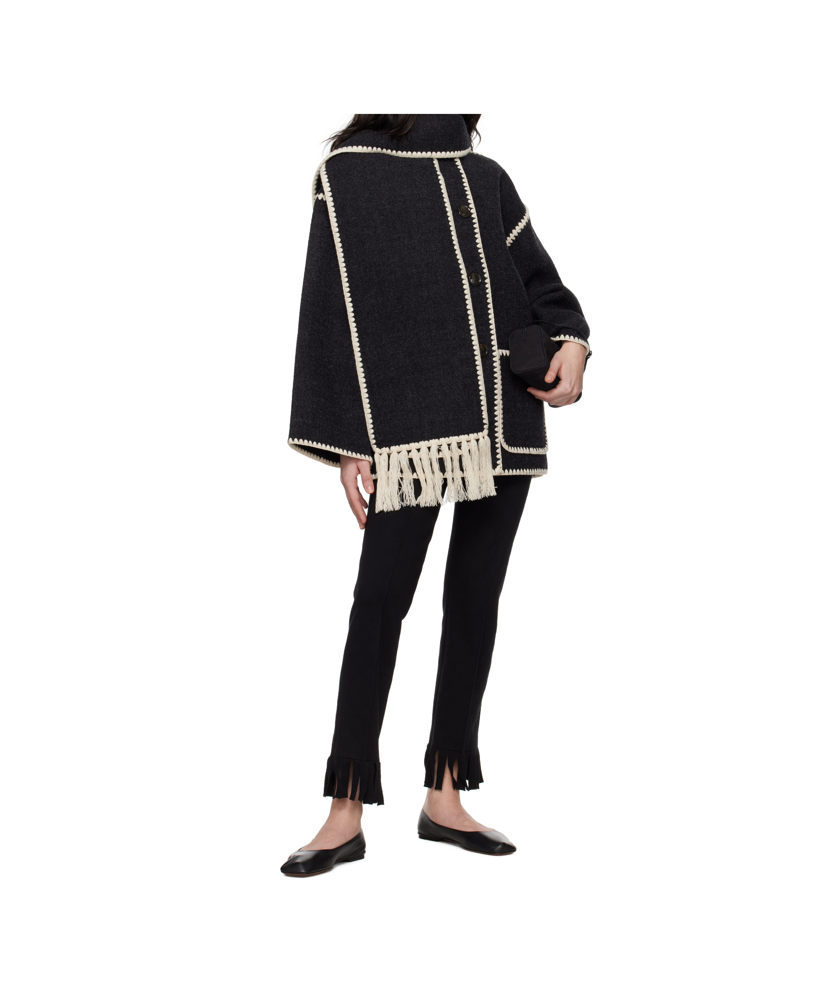 Totême Gray Embroidered Scarf Jacket In Black