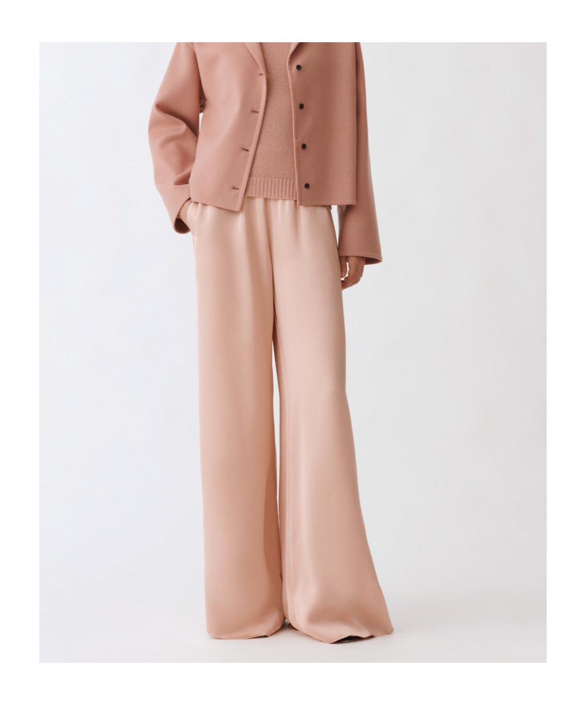Fabiana Filippi Satin Wide-leg Trousers In Nude