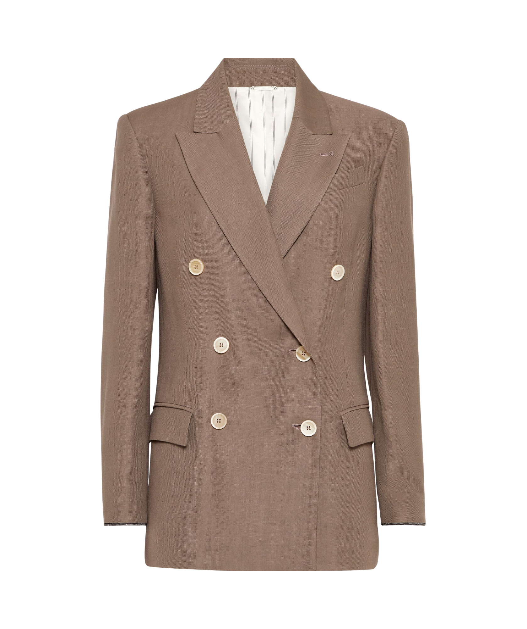 Shop Brunello Cucinelli Monili-detail Twill Blazer In Brown