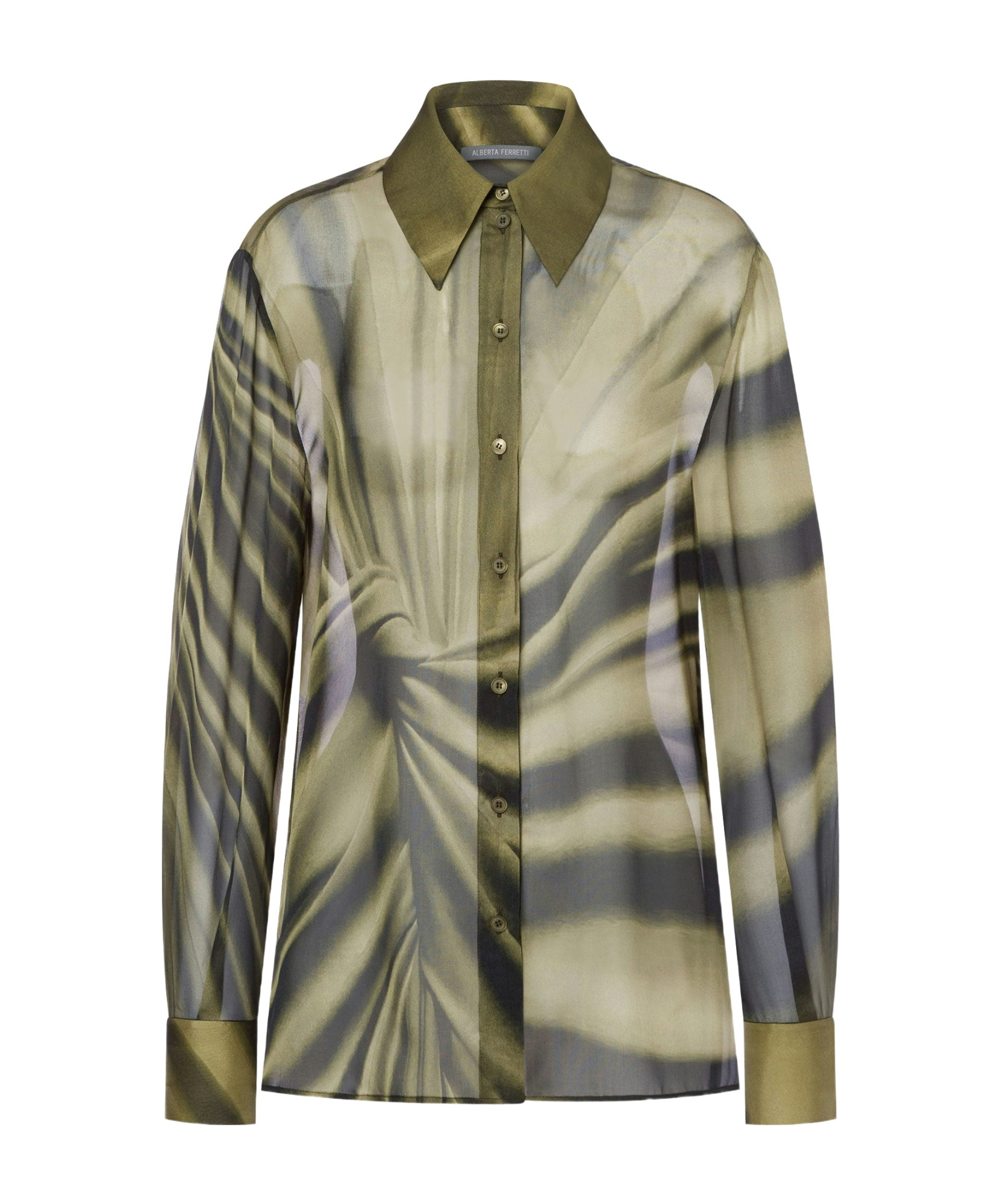 Alberta Ferretti Abstract-print Silk Shirt In Nude