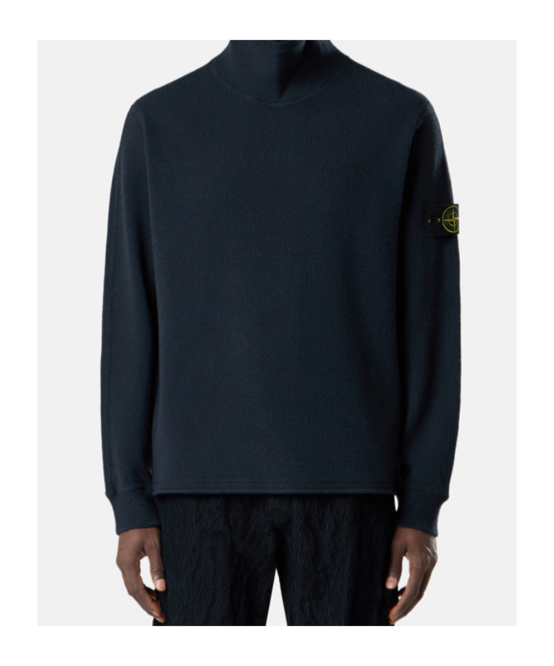 Stone Island Comfort-fit Mock Neck Sweatshirt With Back Yoke Detail In Blue