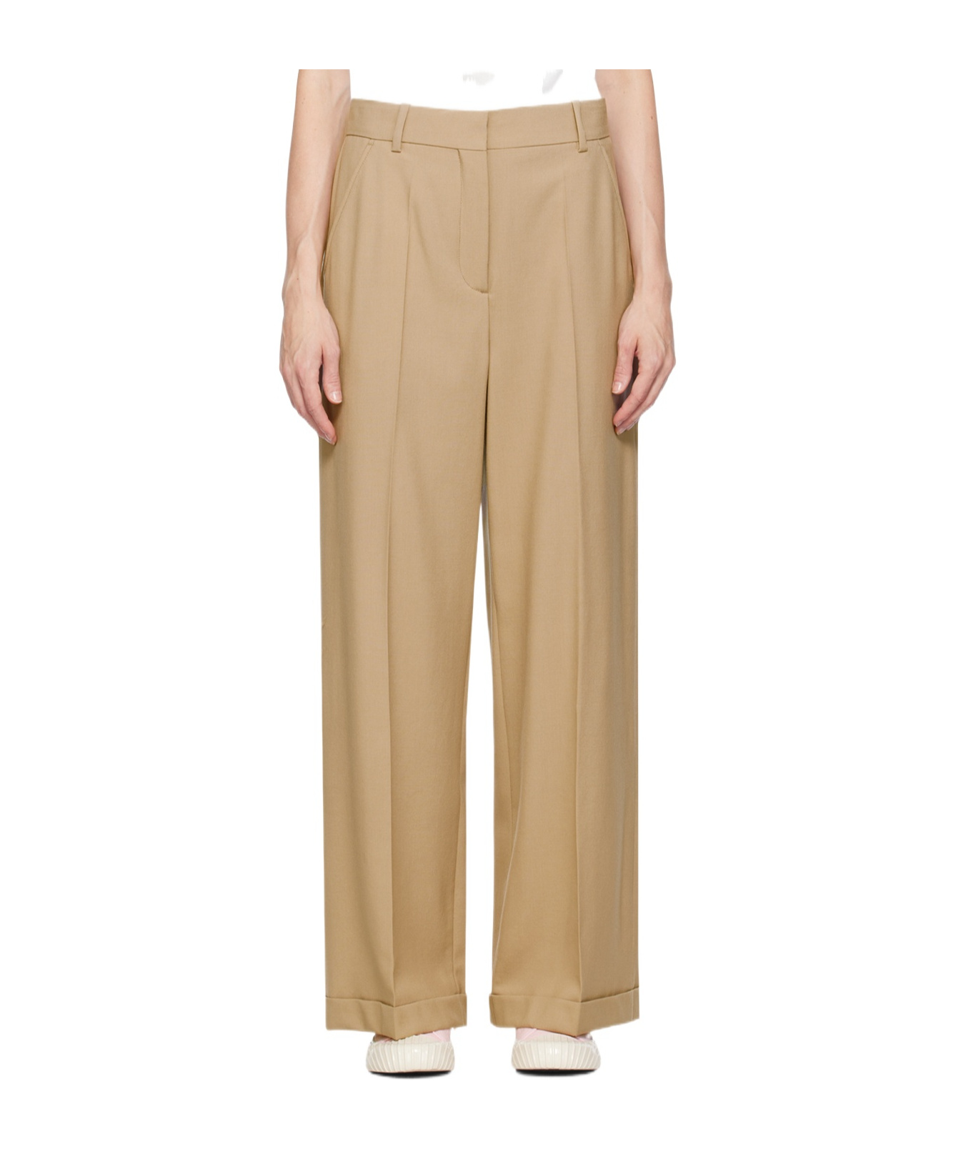 Kenzo Belt Loop Zipper Casual Pants In Nude
