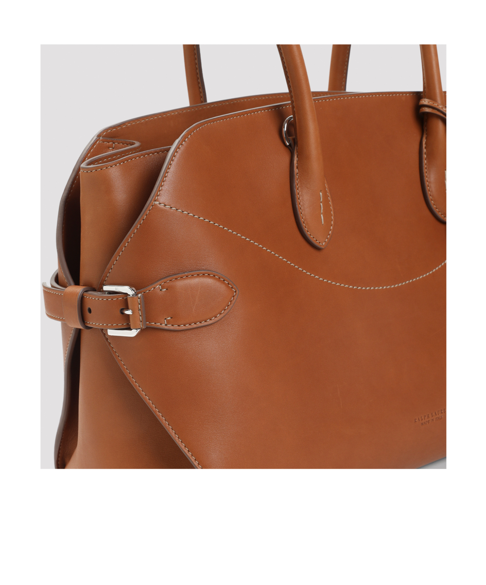 Ralph Lauren Medium The Ralph Calfskin Satchel In Brown