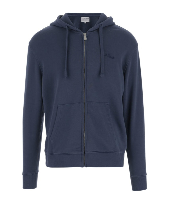 Mc2 Saint Barth Cotton Zip-up Hoodie In Blue