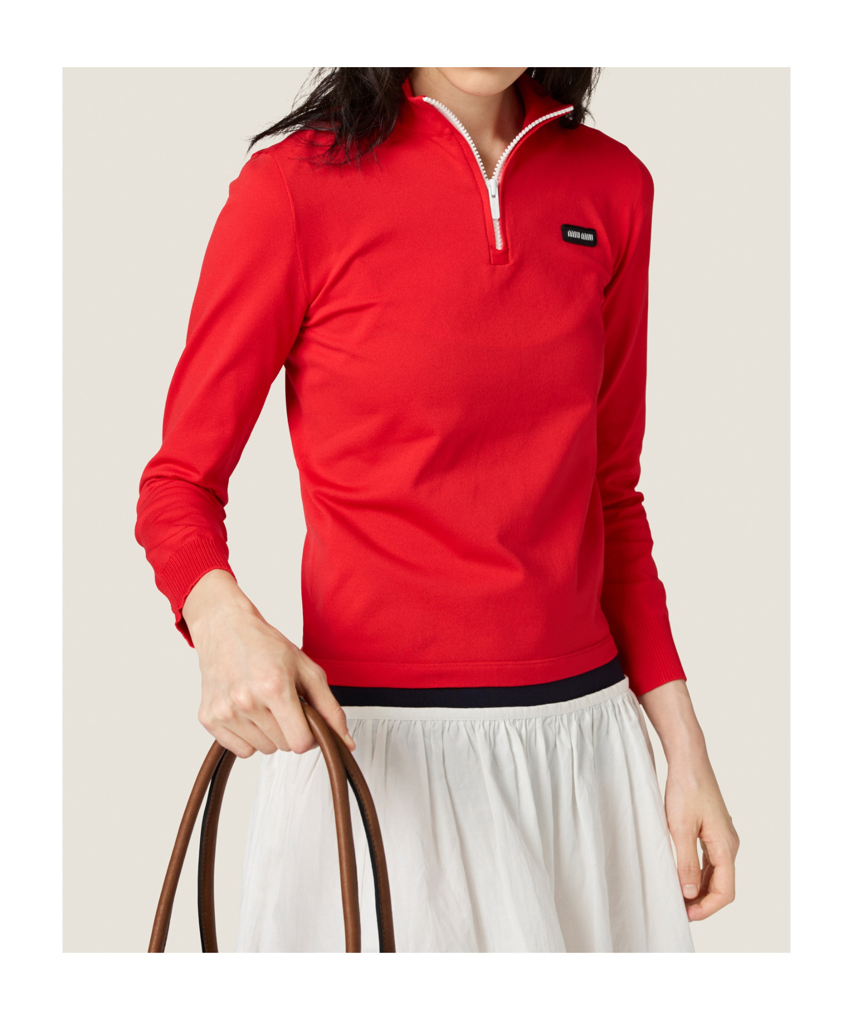 Miu Miu Technical Yarn Sweater In Red