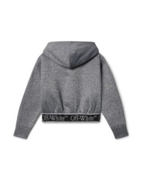 Shop Off-white Bookish Logo Band Metallic Hoodie In Gray