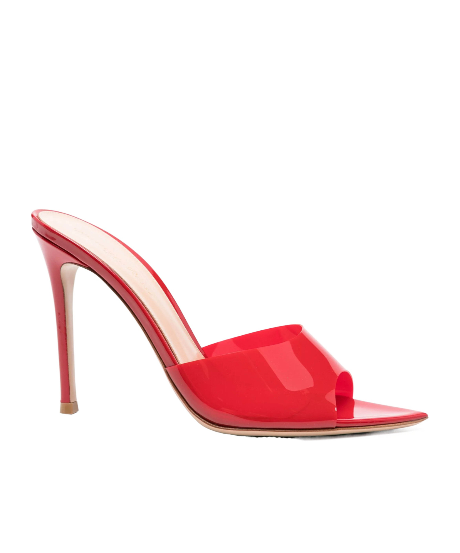 Gianvito Rossi She Pointed Toe Leather Sole Mules In Red