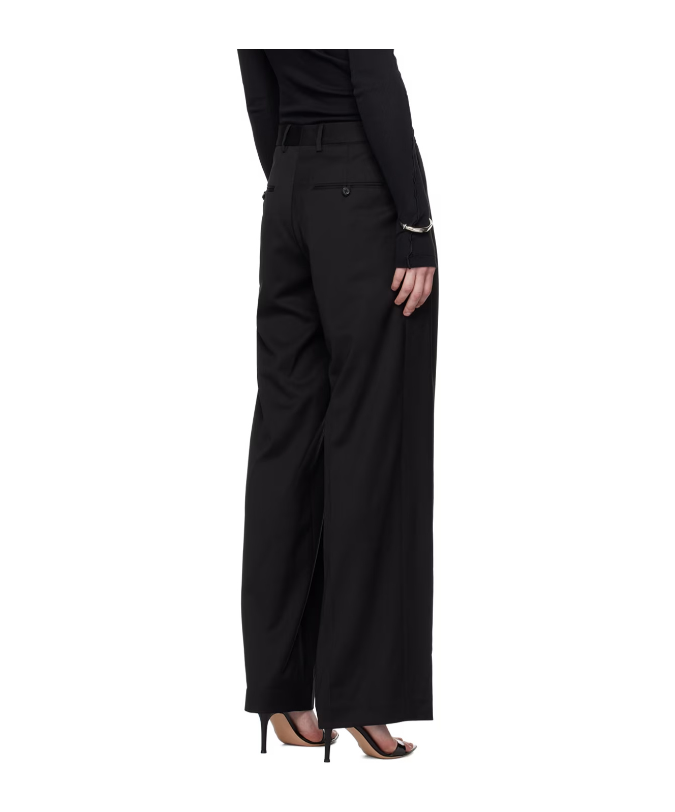 Helmut Lang Double-pleated Belt-loop Casual Pants In Black