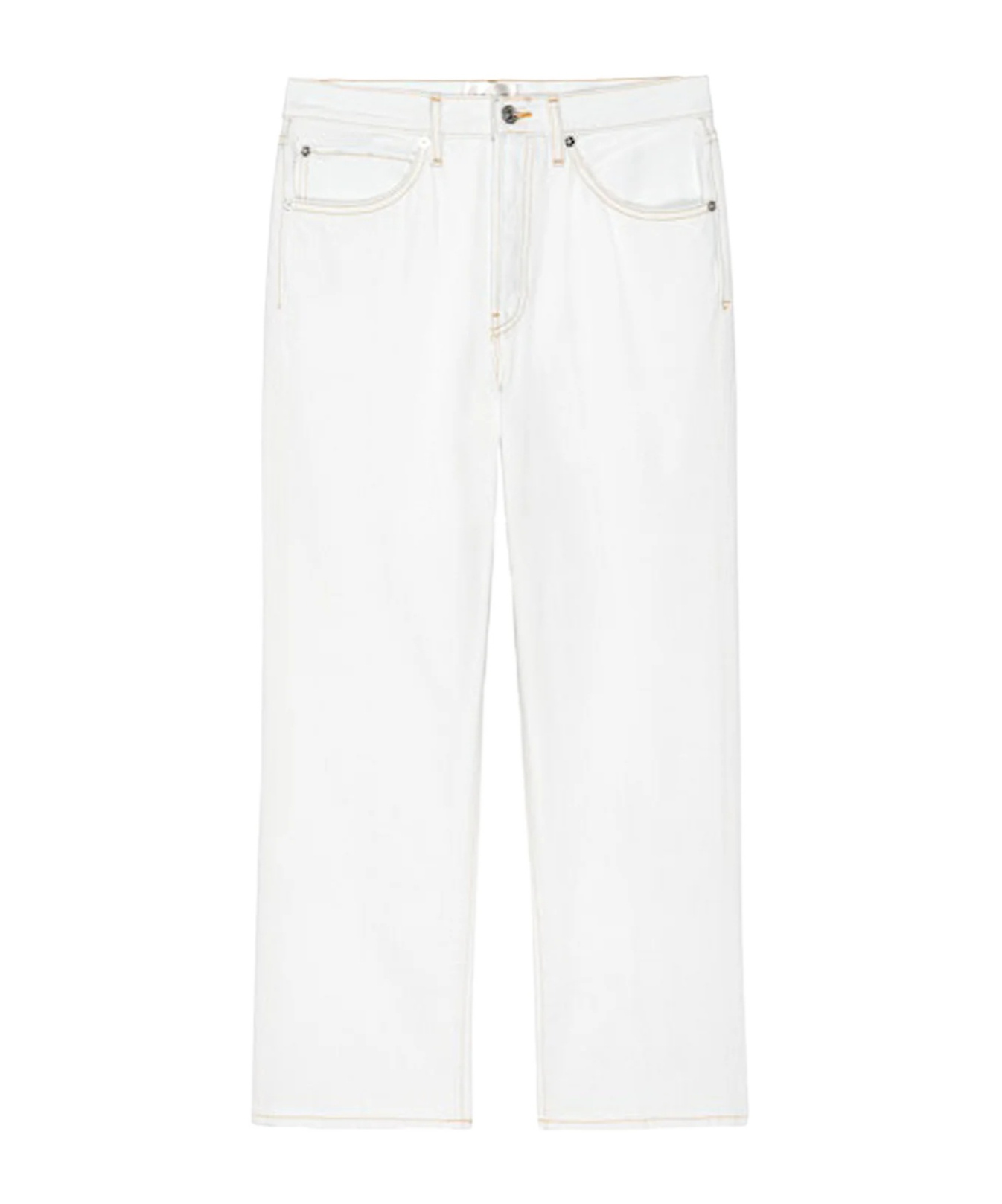 Frame Stiff Denim Jeans Belt Loops In White