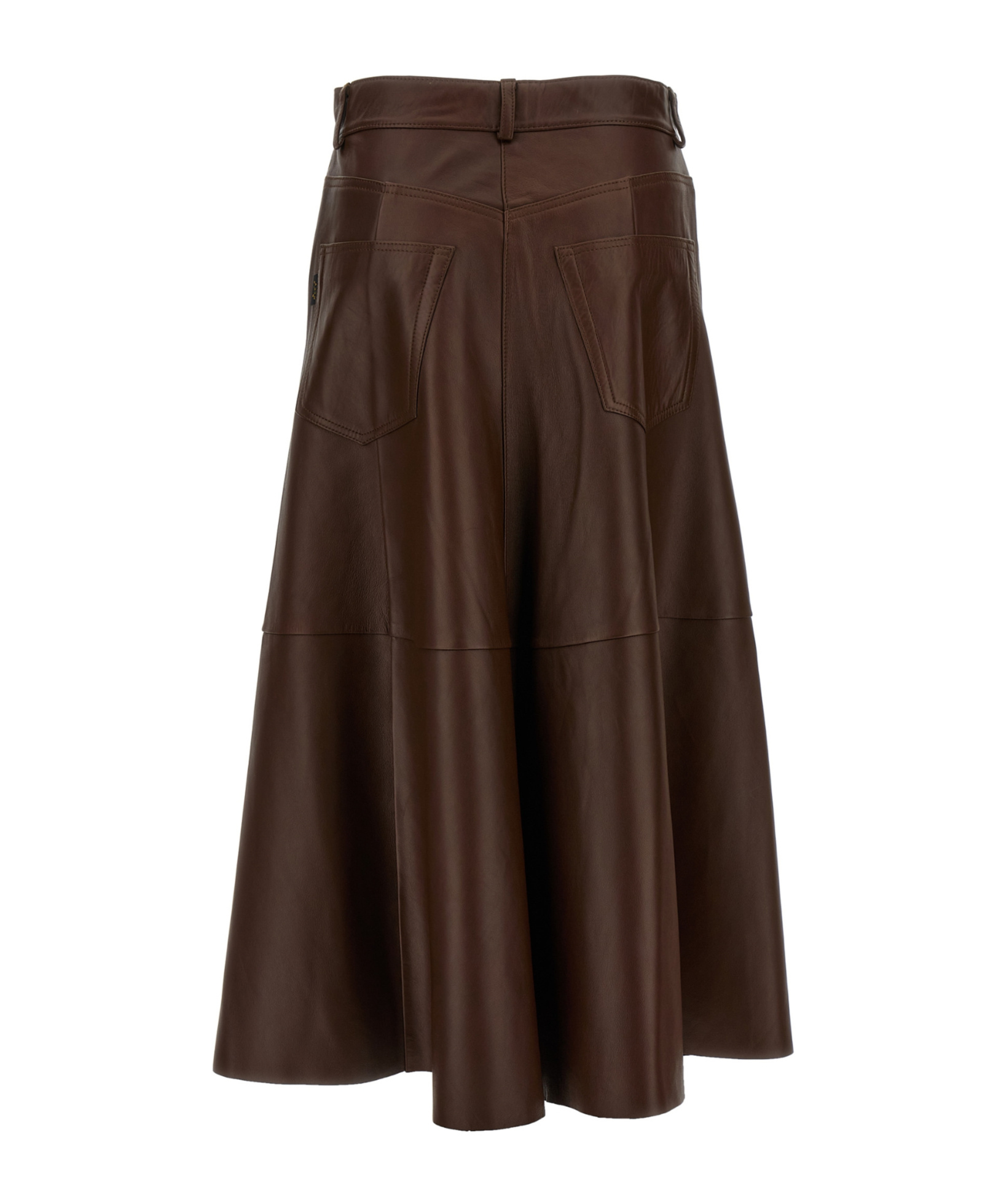 Haikure Serenity Leather Midi Skirt In Brown