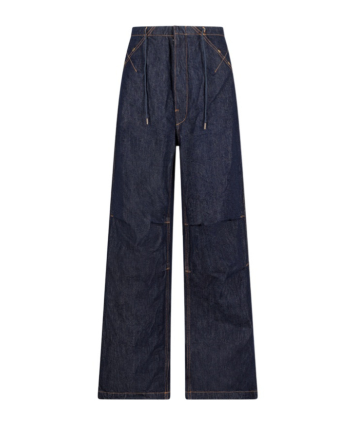 Darkpark Daisy Contrast-stitching Wide Leg Jeans In Blue