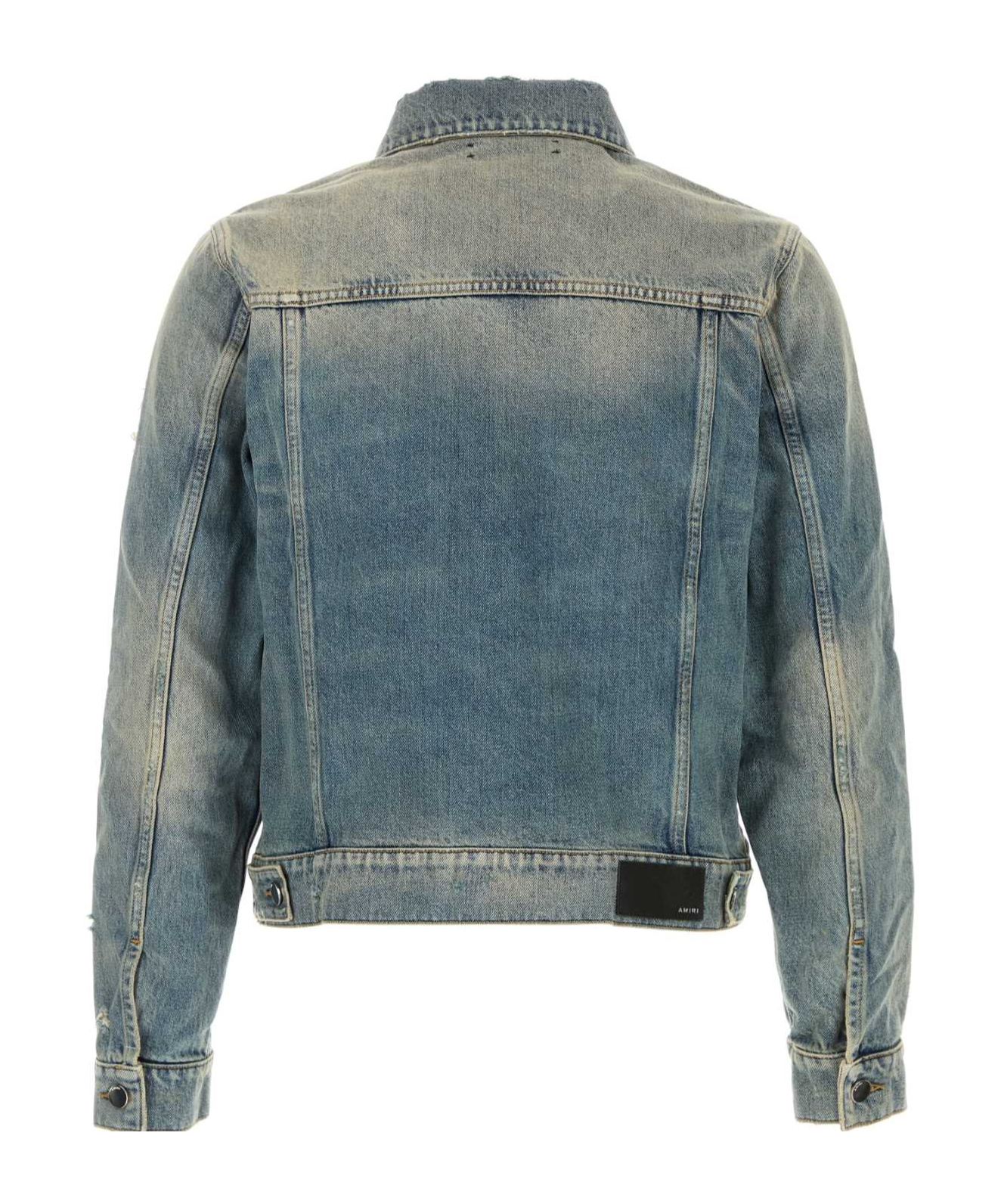 Amiri Jacket In Denim With Pockets In Gray