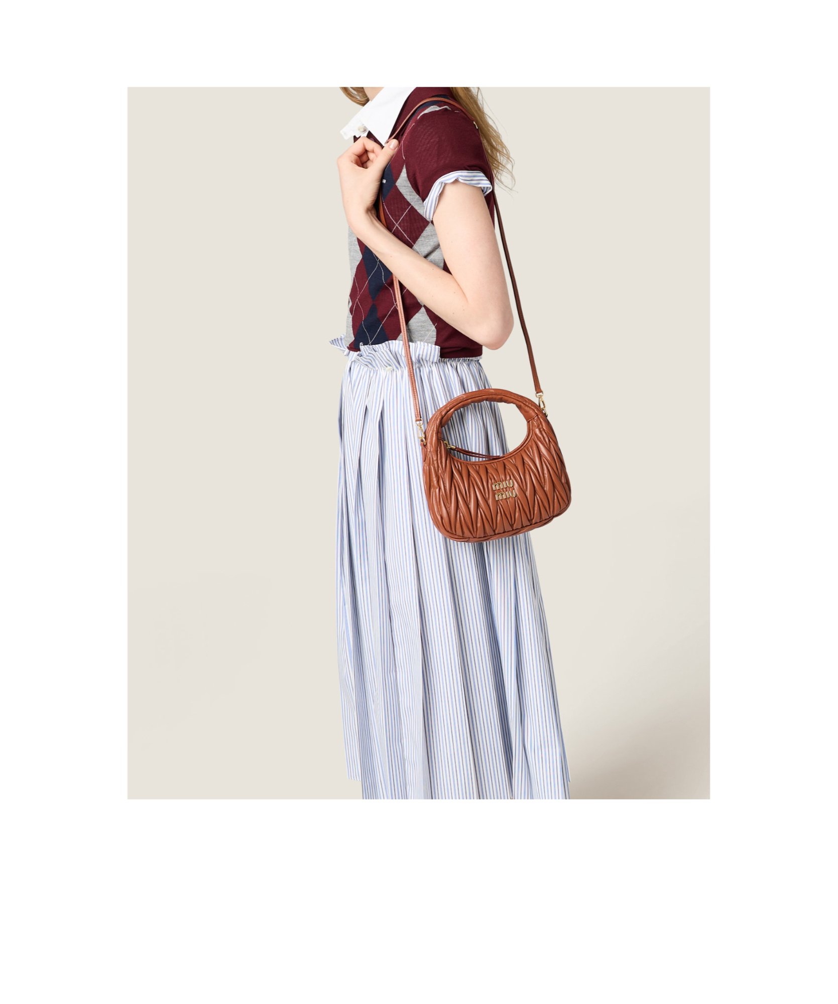 Miu Miu Wander Matelassé Nappa Leather Hobo Bag