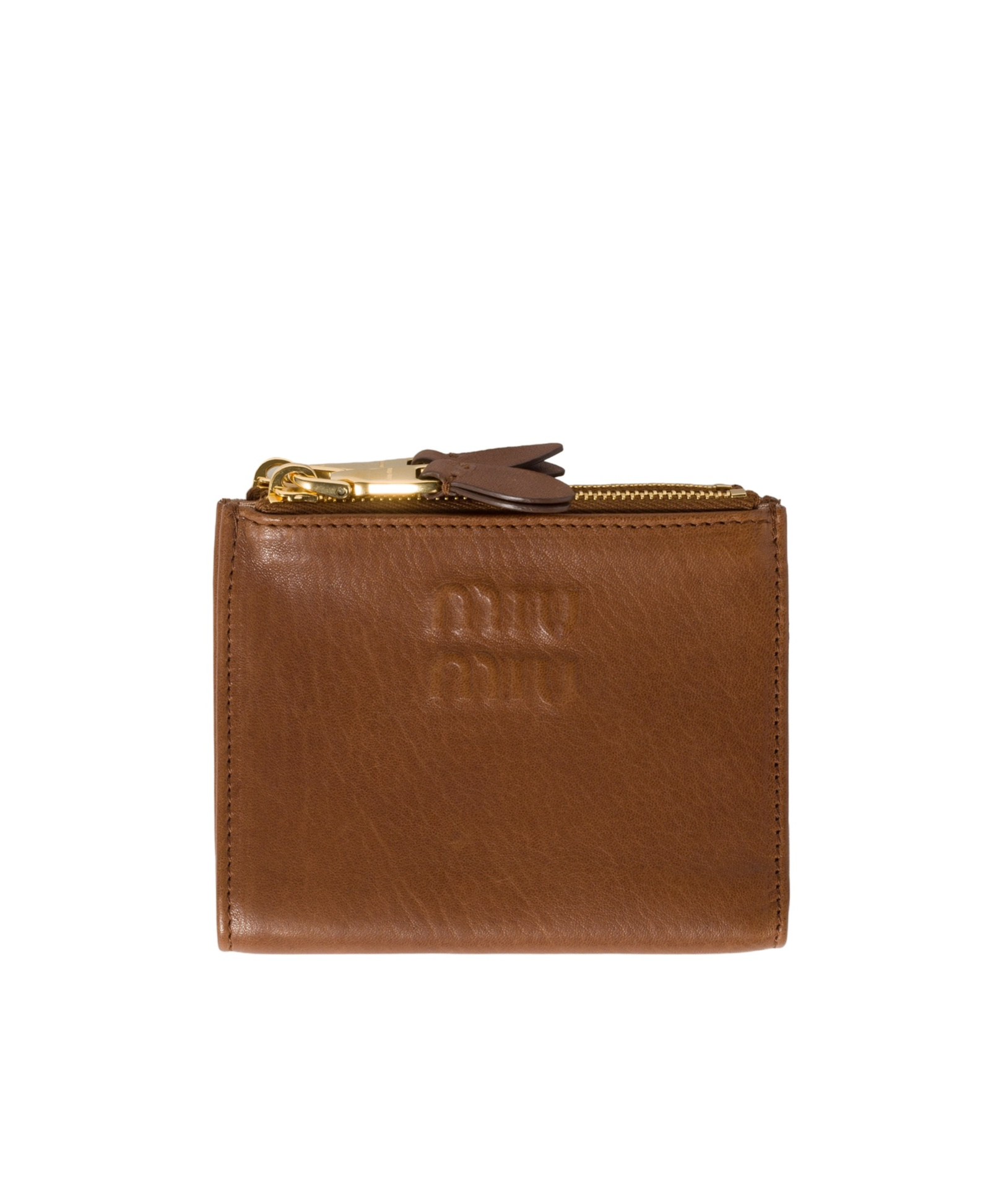 Miu Miu Small Napa Leather Wallet In Brown