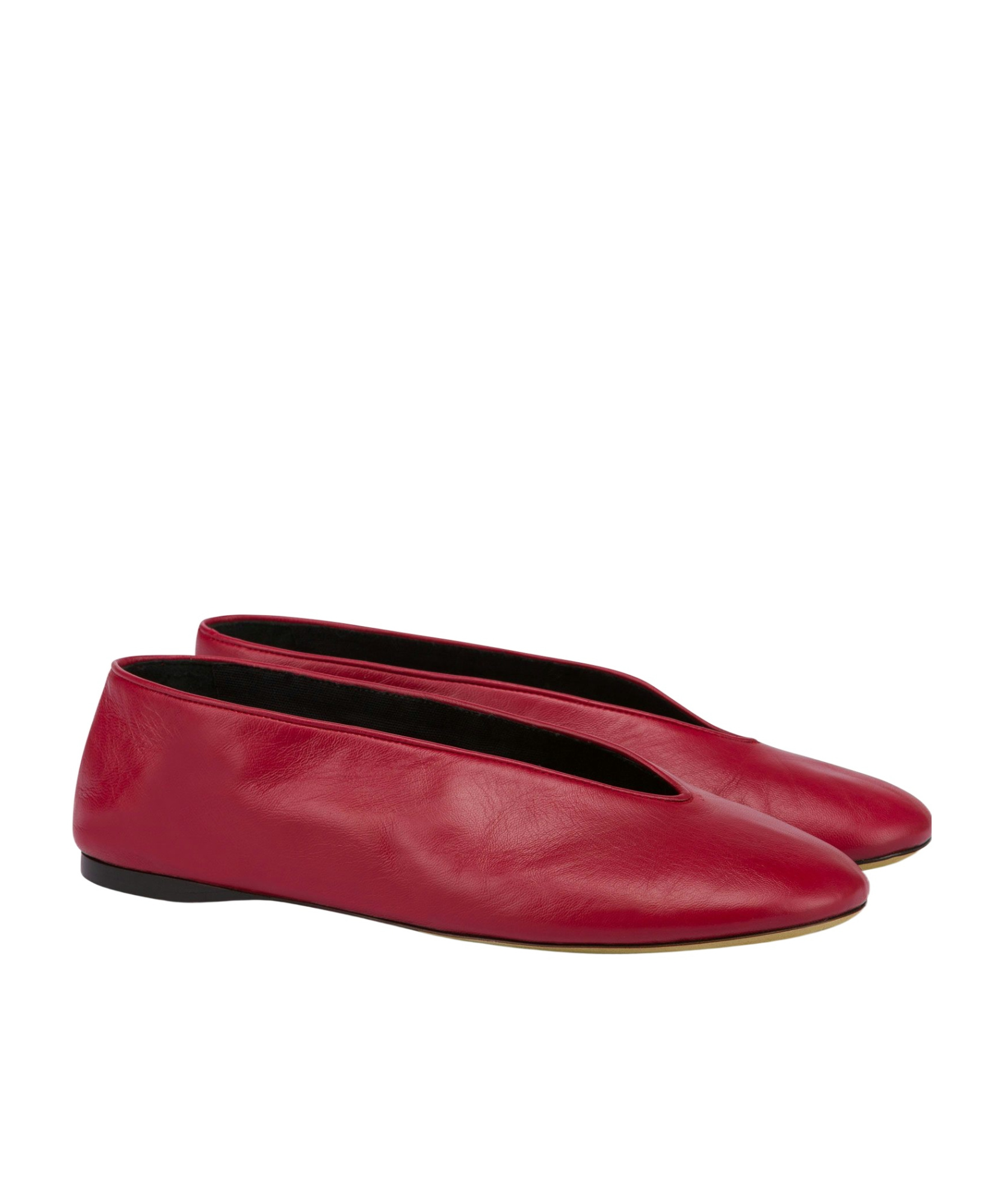 Moschino Red Duck Nappa Ballerina Flats In Red