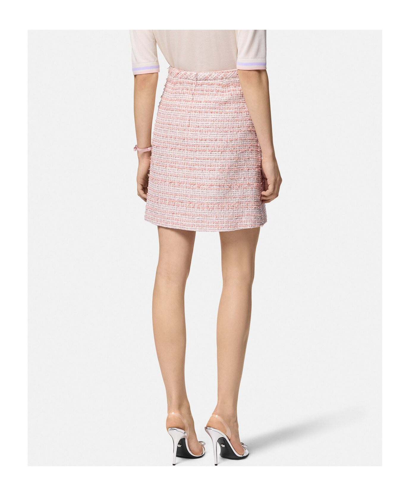 Versace Pink Ribbed Blend Skirt In Pink