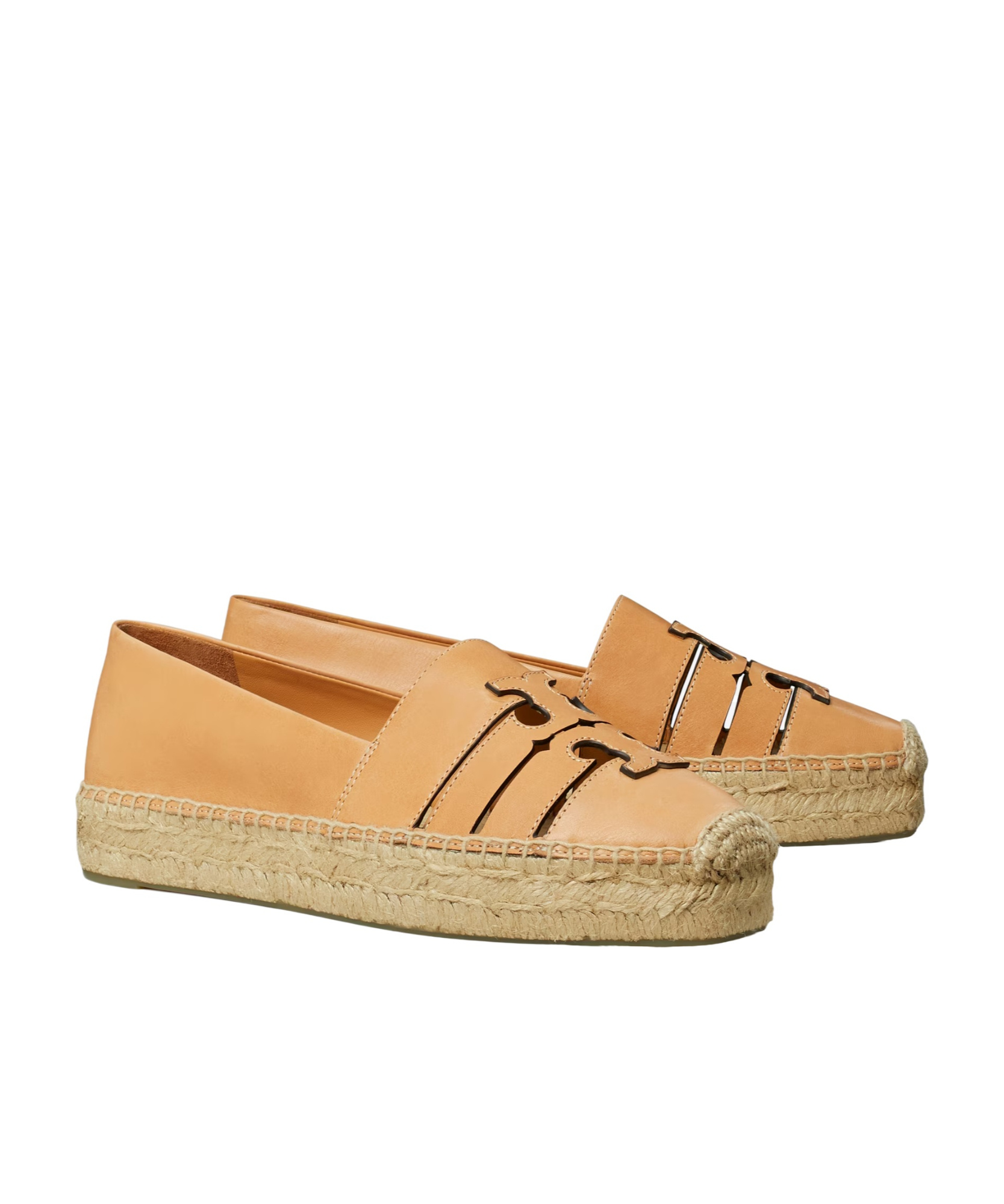 Tory Burch Ines Leather Platform Espadrilles In Nude