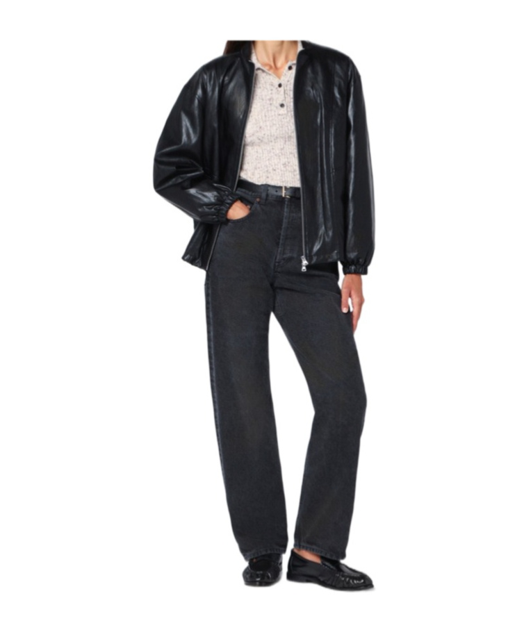 Dunst Black Faux Leather Zip Jacket In Black