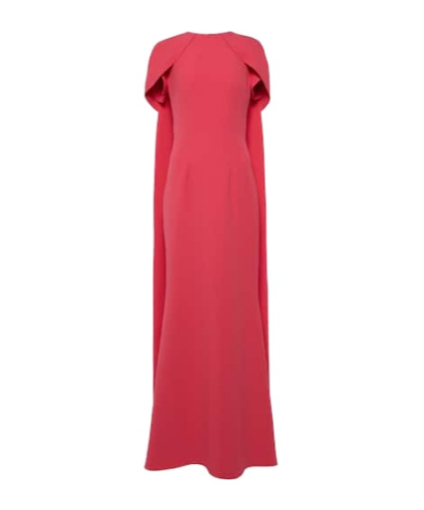 Safiyaa London Ginkgo Caped Gown In Red