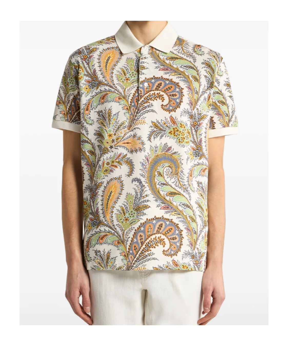 Etro Roma Polo Shirt Paisley Print In Multi