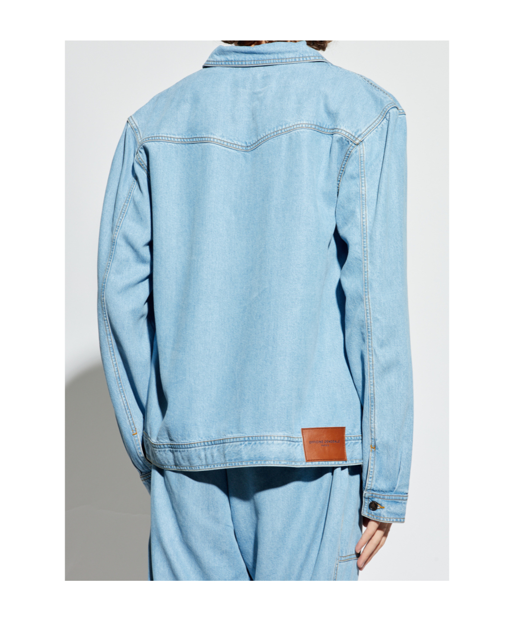 Officine Generale Button-down Long-sleeved Denim Jacket In Blue