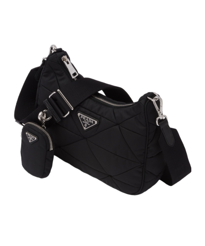 Prada Padded Re-nylon Shoulder Bag In Black