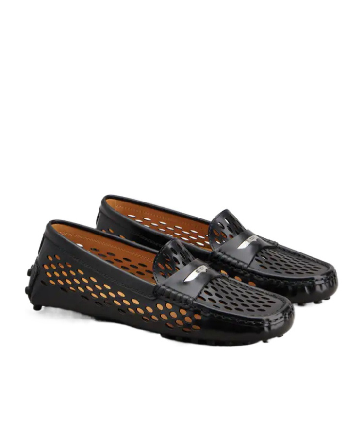 Tod's Gommino Cutout Leather Driving Shoes In Black
