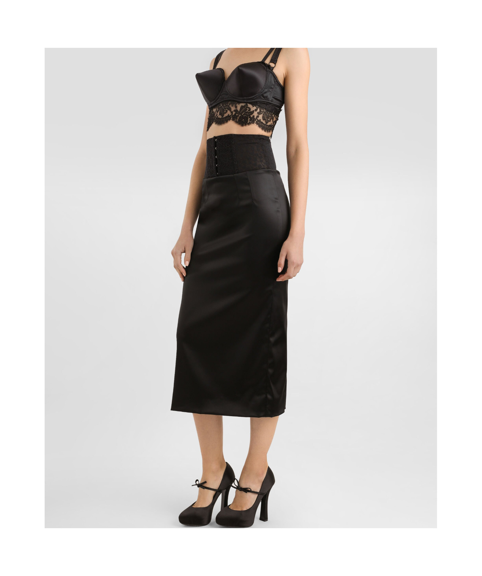 Dolce & Gabbana Lace-appliqué Midi Skirt In Black