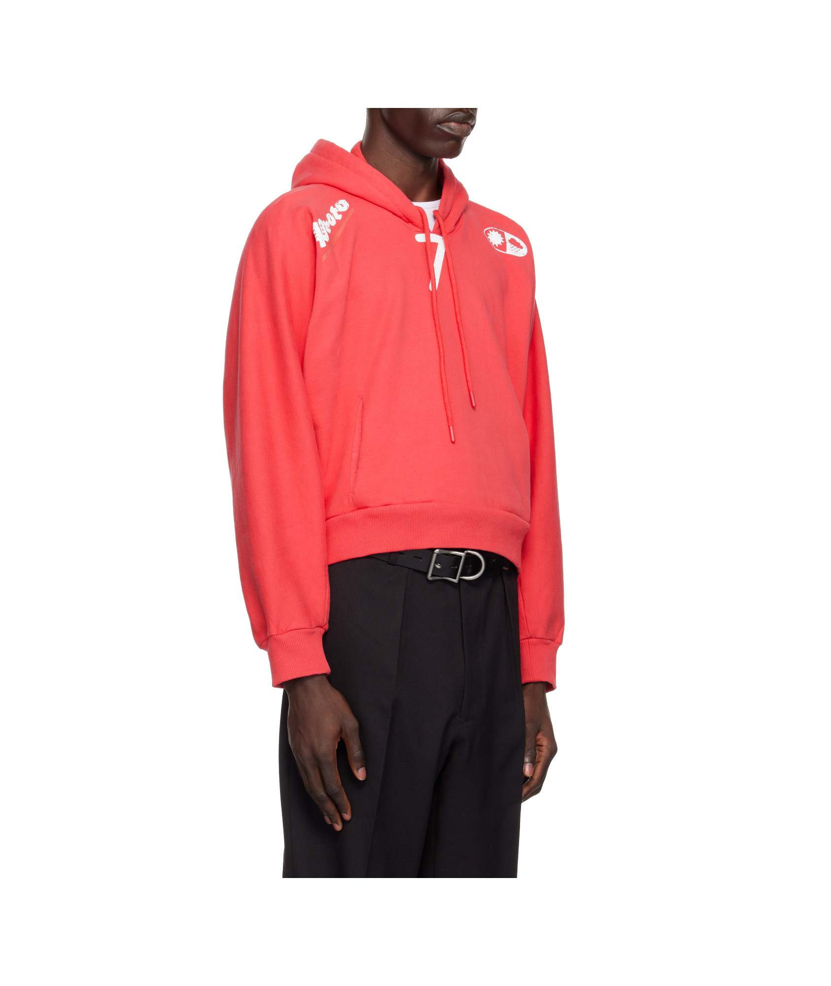Prototypes Moved Neck Hoodie In Red