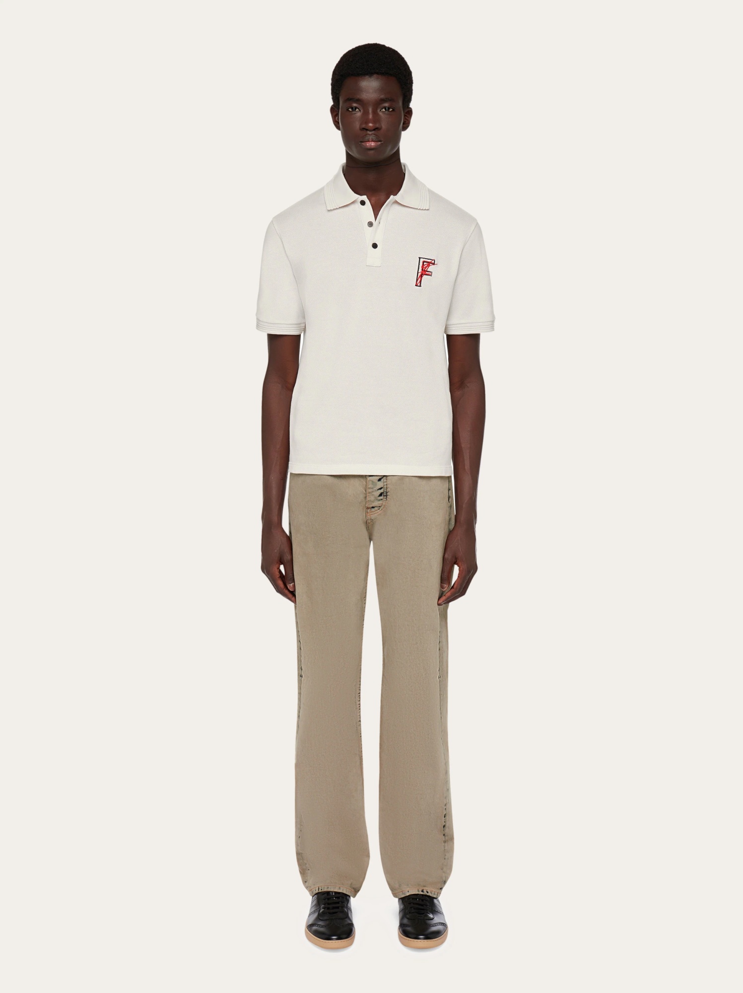 Ferragamo Herren Polohemd Aus Bio-baumwolle In White