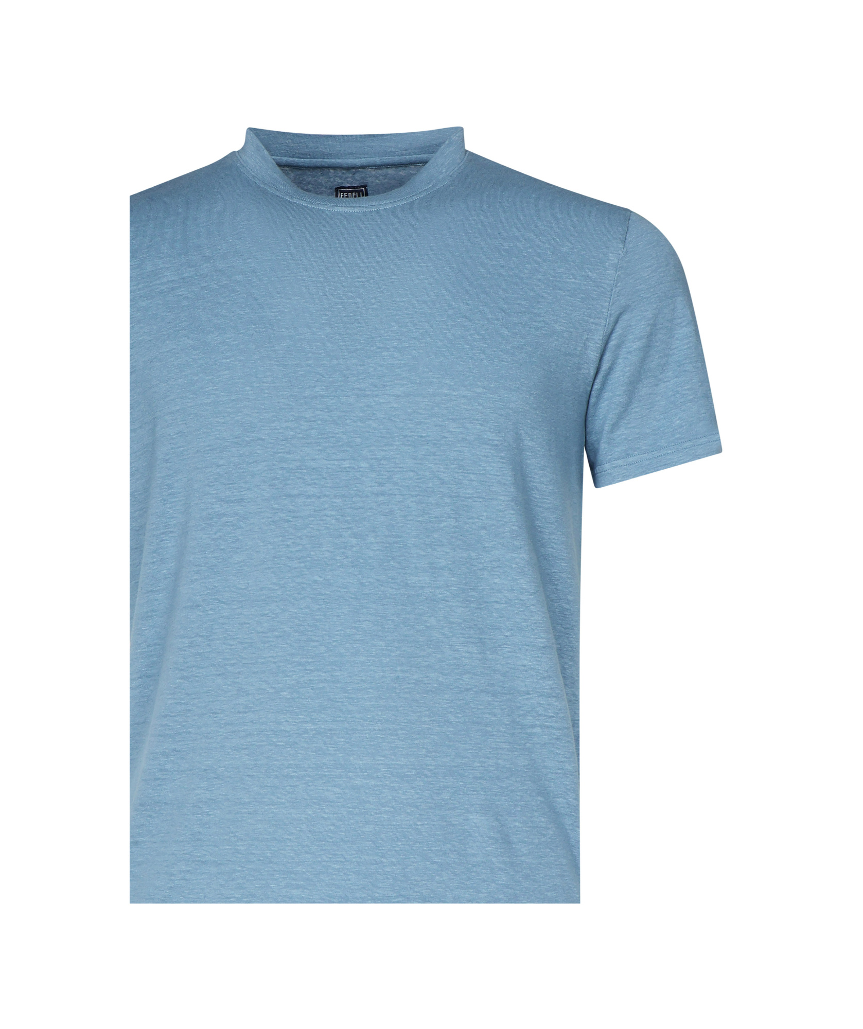 Fedeli Melange Linen Short-sleeved T-shirt In Blue