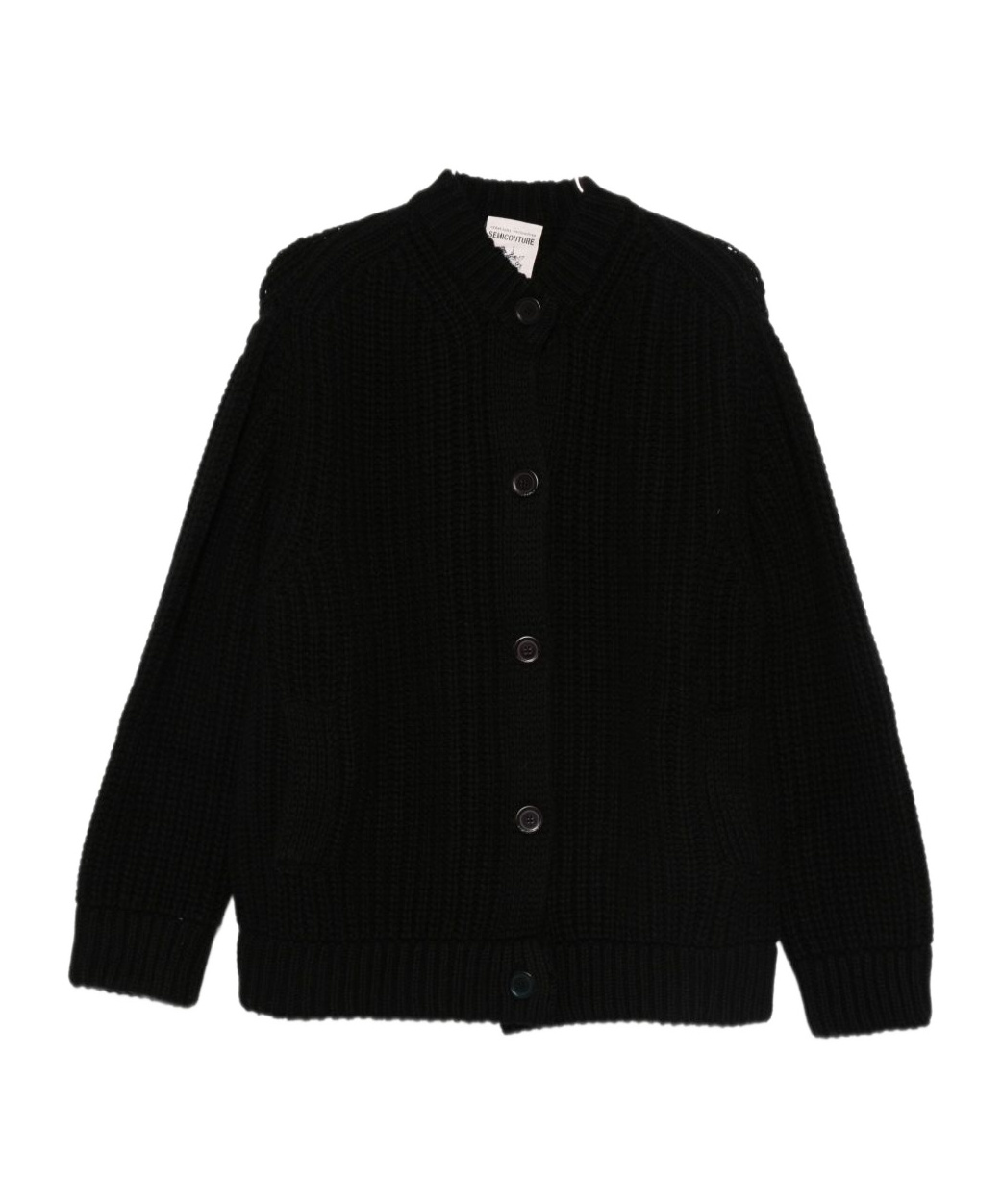 Semicouture Button Long-sleeved Sweater In Black