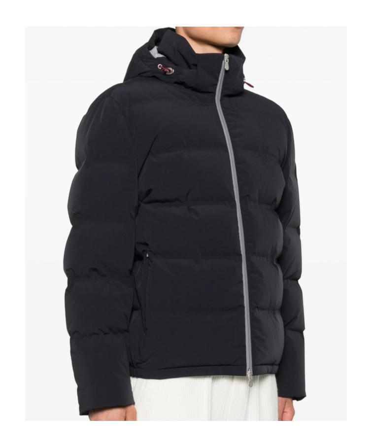 Brunello Cucinelli Hooded Quilted Jacket In Black