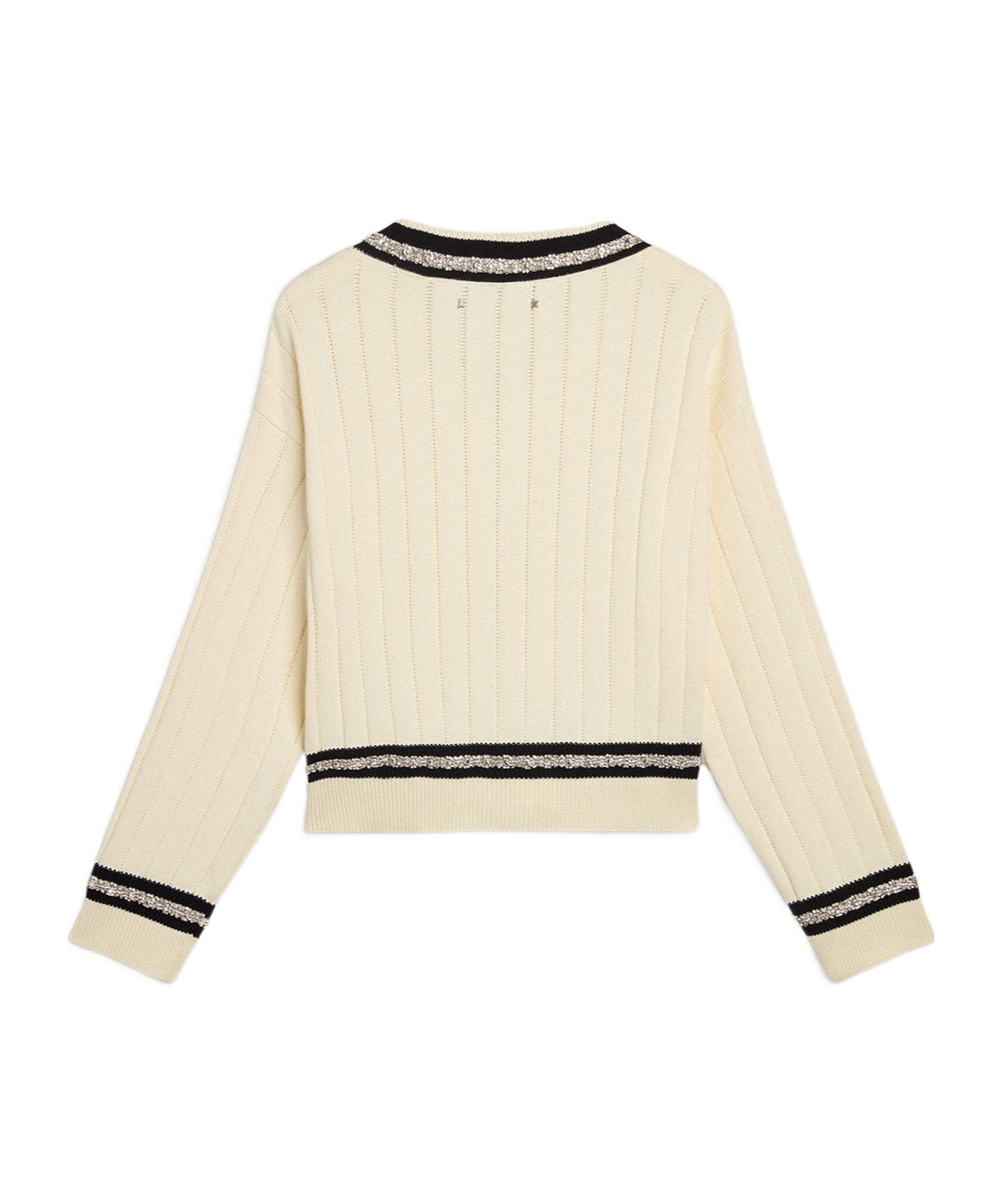 Golden Goose Cropped Sweater With Woven Pattern In Nude