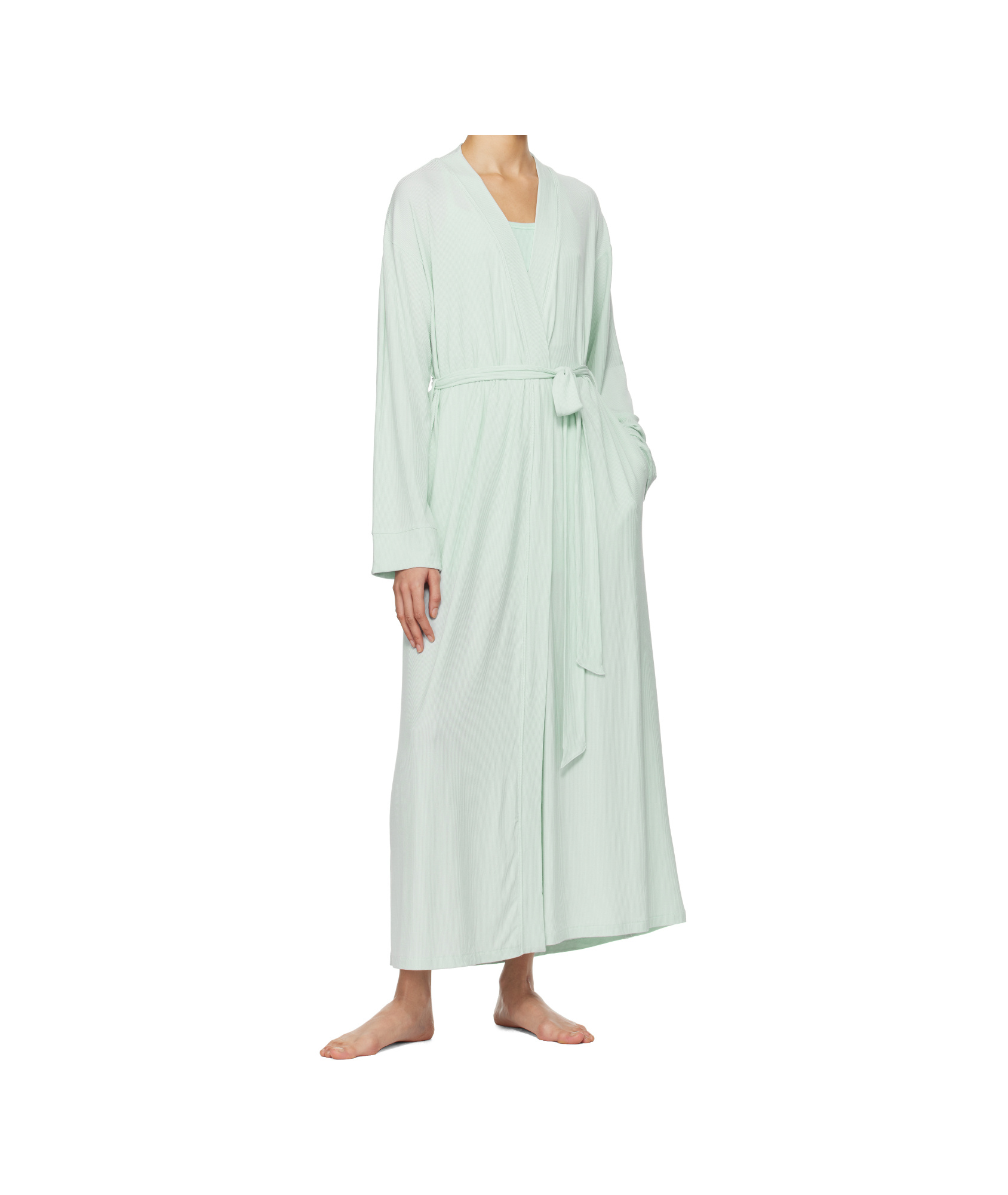 Skims Soft Lounge Long Robe In Blue