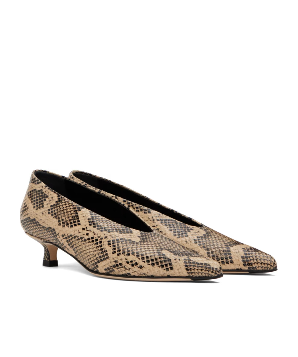 Shop Aeyde Clara Snake-pattern High-heeled Single-heeled Single-shoes In Nude