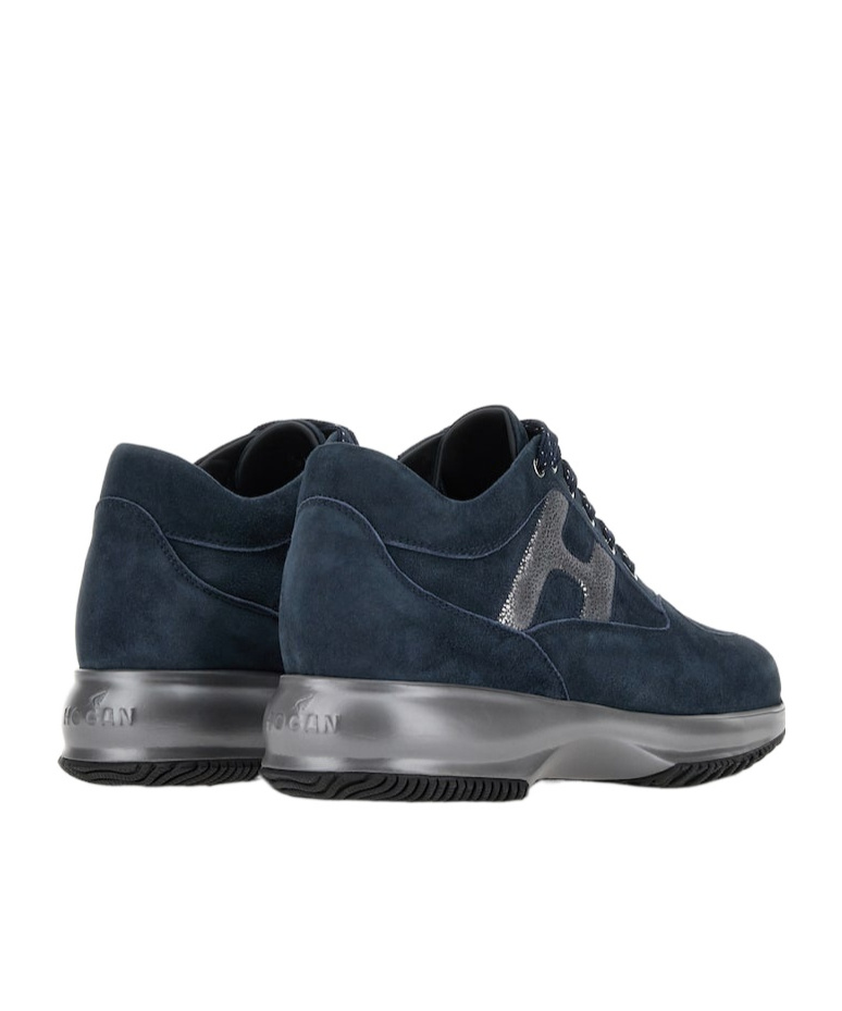 Hogan Interactive Round Toe Lace-up Sneakers In Black
